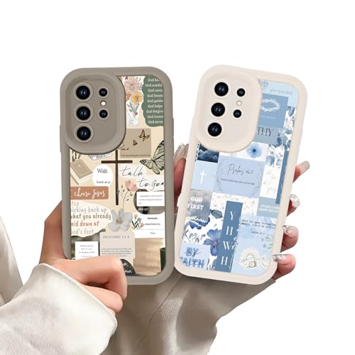 2 Pack Collage Jesus Bible Verses Phone Case for Samsung Galaxy S24 Ultra 5G 6.8" for Girls Women,Jesus God Faith Floral Design Soft TPU Shockproof Protective Cover for Samsung S24 Ultra - color: Collage, size: for Samsung Galaxy S24 Ultra 5G