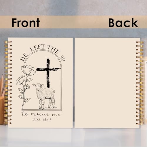 Christian Jesus Spiral Bible Notebook for Women,Christian Gifts,He Left the 99 to Rescue Me Lamb Journal, Jesus Christian Gifts for Women, Prayer Journal for Women,A5 Spiral Hardcover 5.5x8.3 - color: Christian Jesus