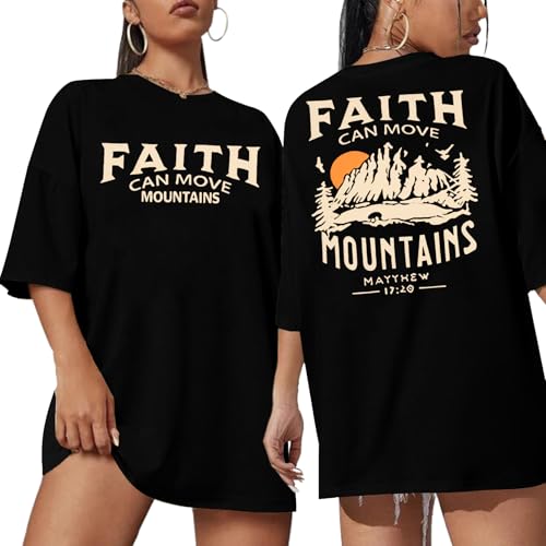 Christian Faith Shirts for Women Jesus Shirt YHWH Inspirational Bible Verse T-Shirt Religious Oversized Graphic Tee - color: Black, size: Large