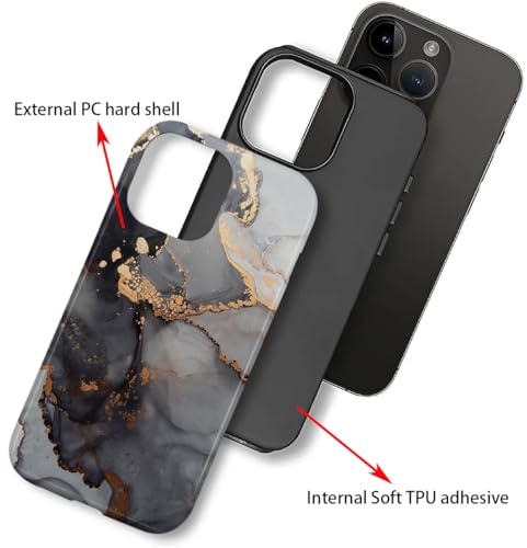 Magnetic Phone Case Compatible for iPhone 15 5G,Compatible with Magsafe,Two Layer Protection Heavy Duty Cover,Modern Marble - color: Modern Marble, size: For iphone 15 5G