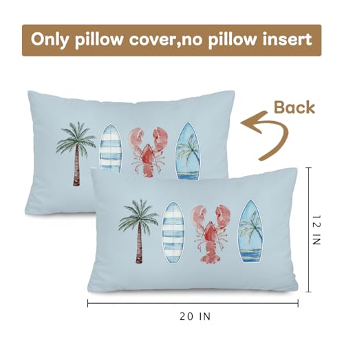 Blue Coastal 12x20 Throw Pillow Cover, Beach Surf Room Decor - color: 01-coastal Pillow Cover-blue(white)