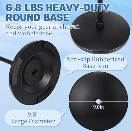 DoubleFill One Hand Microphone Stand with Detachable Gooseneck Weighted Heavy Round Base, Height Adjustment Microphone Stands, Telescoping Mic Holder for Singing Concert Performances - color: Gooseneck Arm