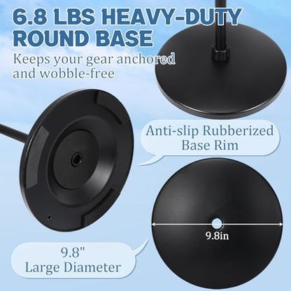 DoubleFill One Hand Microphone Stand with Detachable Gooseneck Weighted Heavy Round Base, Height Adjustment Microphone Stands, Telescoping Mic Holder for Singing Concert Performances - color: Gooseneck Arm