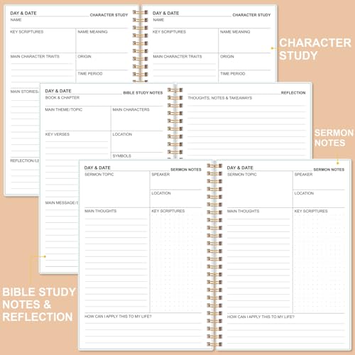 Heveboik Bible Study Journal – Church Notes Notebooks – Note Taking & Journaling Kit, 5.8" x 8.5", Rose Leaf - color: Rose-Leaf