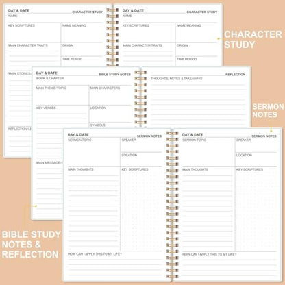 Heveboik Bible Study Journal – Church Notes Notebooks – Note Taking & Journaling Kit, 5.8" x 8.5", Rose Leaf - color: Rose-Leaf