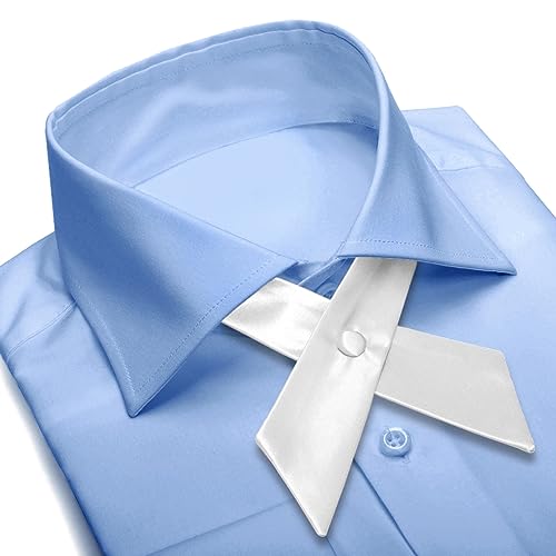 Women's or Men's Crossover Neck Tie Solid Color Continental Tie - color: White