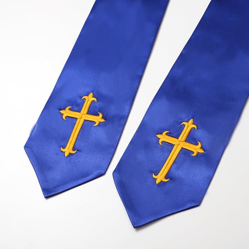 Clergy Stole & Choir Stole with Embroidered 60/72" - color: Royal Blue, size: 72 inch
