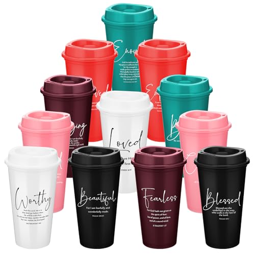 FoldTier 12 Pcs Christian Coffee Cups Bulk Scripture Tumbler - color: Bright Color