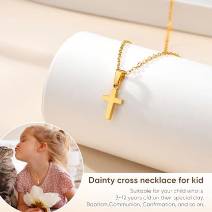Gold Plated/Silver/Black Cross Chain Necklace Gifts for Boys Girls Son - color: Gold, style: Joshua 1:9