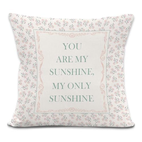 You are My Sunshine Throw Pillow Cover 18x18 Inche, Baby Girl Nursery Decor, Floral Girl Nursery Decorative Pillowcase Cushion Case for Baby Little Girls Room Bedroom Decor Pillow Cover - color: Sunshine