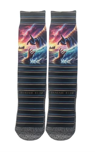 Bible Verse Socks for Men, Christian Scripture Crew Socks, Faith Gift - color: Do Not Fear