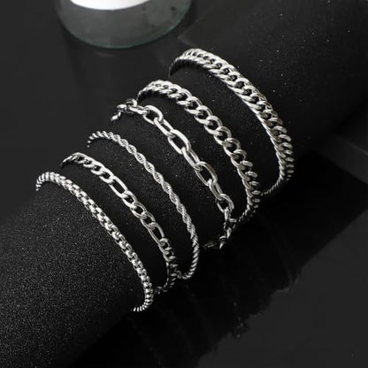 NEWITIN 37 Pieces Silver Jewelry Set for Men Stainless Steel Cross Jewelry - color: Shiny Silver