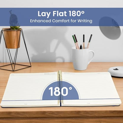 Taja Large Spiral Lined Journal for Women and Men, Notebook for Work - color: E-Distant Peaks