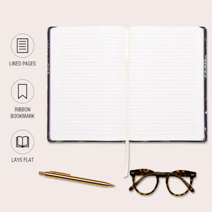 WORLD TRAVELER Large Lined Journal Notebook 256 Ruled White & Ivory Pages - color: Ferns