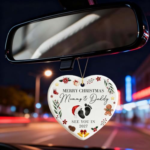 Merry for Expecting Parents - Expecting Parents to Be Unique Gifts - Baby Pregnancy Announcement Gift for Husband, Family, Grandparents - Baby Pregnancy Announcement Ornament 2027 - color: Mommy & Daddy-2027