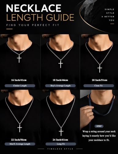 MILACOLATO Solid 925 Sterling Silver Cross Necklace for Men Women 16-24 in - color: Sterling Silver Wheat Chain, size: 16 in=41 cm