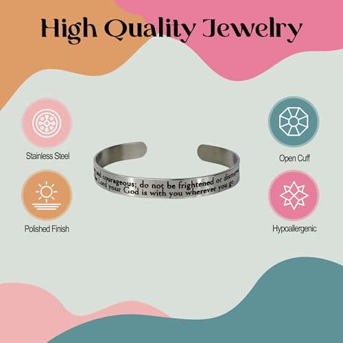 FashionJunkie4Life 925 Sterlin Silver and Stainless Steel Open Cuff Bracelet - color: Joshua 1:9