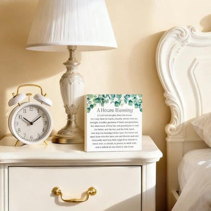A House Blessing Wood Block Plaque Box Sign 5.9 * 5.9 - color: white010