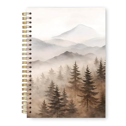 Mountain Forest Notebook, Nature Lover Gifts Journal for Women, Neutral Misty Forest Landscape Aesthetic Hardcover Notebook Journal for Work Study 5.5x8.3 in - color: Mountain Forest