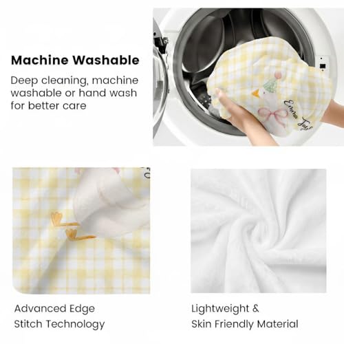 Personalized Birthday Goose Blanket, Yellow Plaid Baby Throw Gift - color: #Ver14