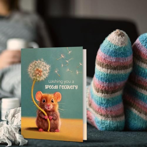 Tree-Free Greetings - Cute Mouse Get Well Card - Speedy Recovery - color: Speedy Recovery