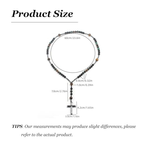 Roe Dolph Wooden Rosary Necklace for Women Catholic Rosary Beads with Cross Pendant Prayer Jewelry Religious Gifts for Travel and Daily Faith - color: D3-Black