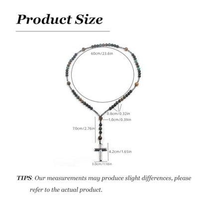 Roe Dolph Wooden Rosary Necklace for Women Catholic Rosary Beads with Cross Pendant Prayer Jewelry Religious Gifts for Travel and Daily Faith - color: D3-Black