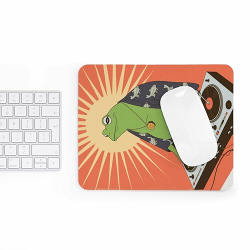 Mousepad Funny Frog DJ Turntable Music Design Cool Amphibian Character with Headphones Groovy Beats Unique Desk Accessory Colorful Party Style Computer Mouse pad Novelty Gaming Mouse Mat Office - color: Frog DJ
