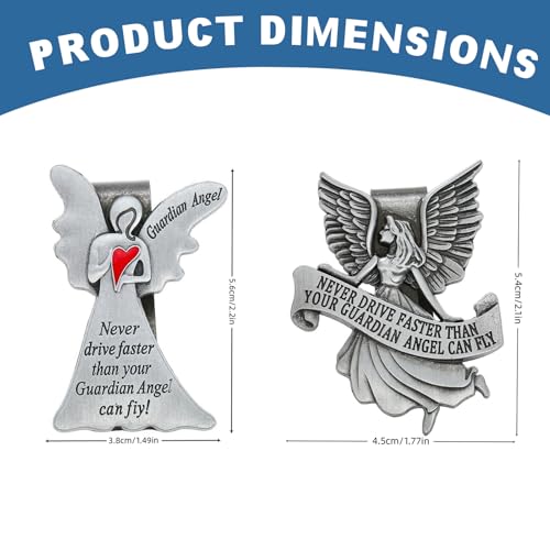 2 Pcs Guardian Angel Visor Clips for Cars, Never Drive Faster Than Your Guardian Angel Can Fly Visor Clips