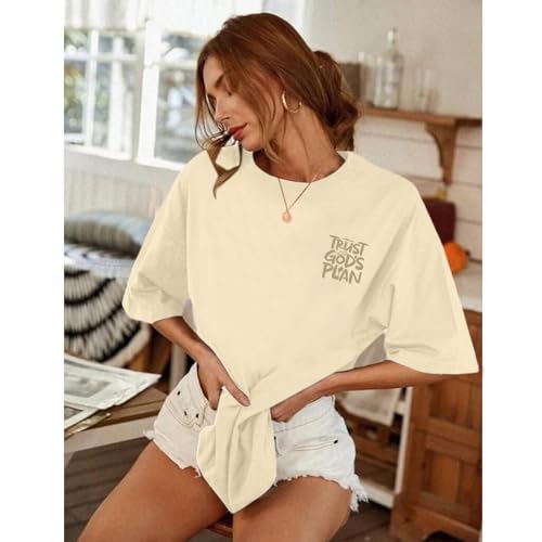 Christian Shirts for Women God Faith Shirt Jesus Oversized Religious Tees Bible Verse Tee Graphic Inspirational Tops - color: Apricot, size: Small