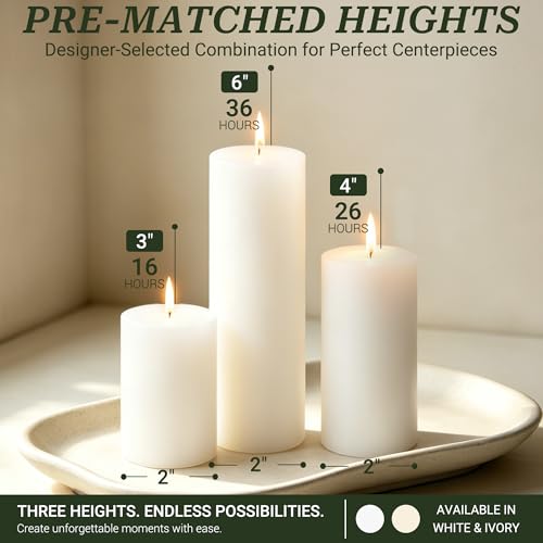 18 Pack White Pillar Candles Set, Unscented Smokeless Dripless - color: White Flat-top, size: 2x3/4/6 Inch
