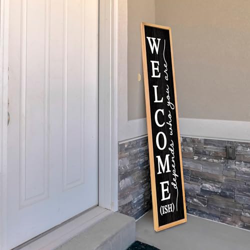 RLWangChao Welcome-ish Sign for Front Porch Standing, 45"X9", Wood Black - color: Wood Black Sign