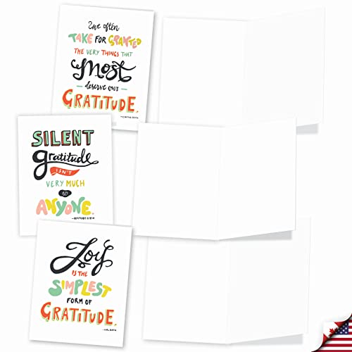 The Best Card Company - Variety Pack of 10 Assorted Blank All Occasions Notecards Box Set 4 x 5.12 Inch w/Envelopes Thank You, Men, Women (10 Designs, 1 Each) - Words of Appreciation M10019BK - style: Words of Appreciation