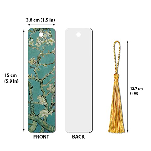 WIRESTER Set of 2 Metal Bookmarks with Light Gold Tassel for Students, Reader, Teachers, Book Lovers - Almond Blossom Van Gogh, Irises Vincent Van Gogh - color: Almond Blossom Van Gogh, Irises Vincent Van Gogh