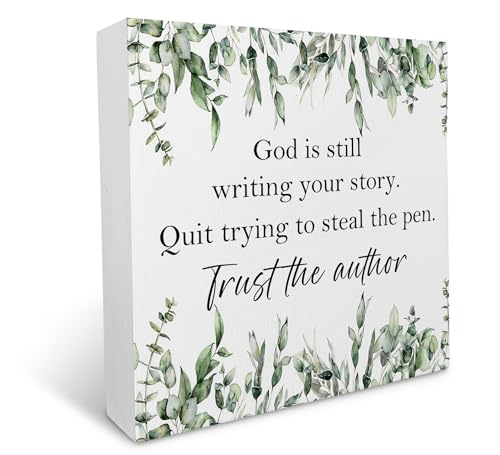 KU-DaYi Christian Wooden Box Sign, Bible Verse As for Me and My House We Will Serve The Lord Scripture Wood Box Decorations for Church Office, Rustic Wooden Block Plaque Desk Shelf Decor, 5x5 Inch - color: God