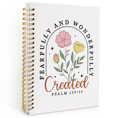 Bible Journal Notebook, Prayer Journal for Woman, Christian Girl Energy Journal, Bible Study Supplies, Bible Notebooks for Note Taking, Church Hardcover Spiral Notebook 5.5x8.3 - color: PSALM 139:14