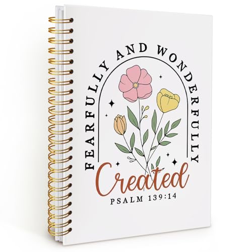 Bible Journal Notebook, Prayer Journal for Woman, Christian Girl Energy Journal, Bible Study Supplies, Bible Notebooks for Note Taking, Church Hardcover Spiral Notebook 5.5x8.3 - color: PSALM 139:14