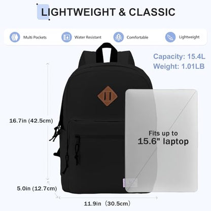 VX VONXURY Kids Backpack for School Travel,16.7 Inch Lightweight Bookbag - color: Black
