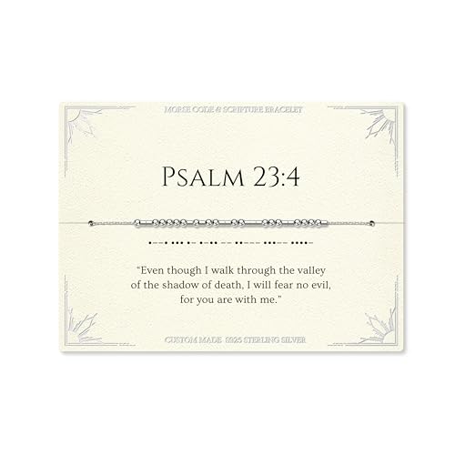 Loved Creations Morse Code Bracelets for Women, Christian Bible Verse Bracelets, Scripture S925 Sterling Silver Inspirational Faith Jewelry, Religious Gifts for Women - color: Psalm 23:4