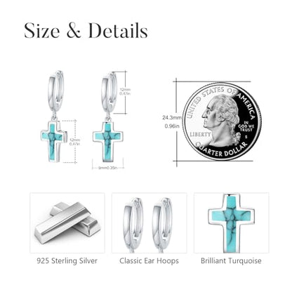 Opal Cross Stud Earrings, 925 Sterling Silver Hypoallergenic Stud Earrings - style: Dangle Cross