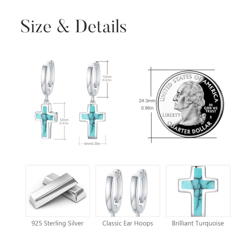 Opal Cross Stud Earrings, 925 Sterling Silver Hypoallergenic Stud Earrings - style: Dangle Cross