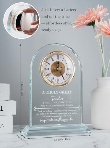 Teacher Gifts for Women Men, Thank You Appreciation Glass Clock - color: Teacher Gift