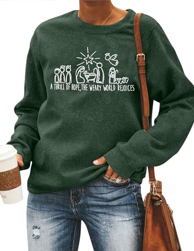 FAYALEQ Christmas Sweatshirt for Women Merry Christmas Shirt Xmas Tops - color: Green, size: Small
