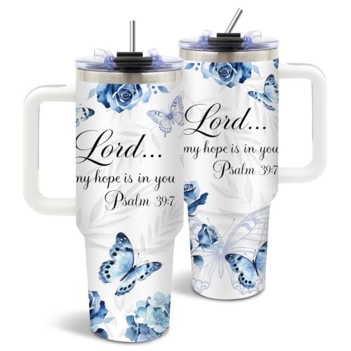 Christian Gifts for Women, Faith 40 oz Tumbler with Handle and Straw - color: Faith1