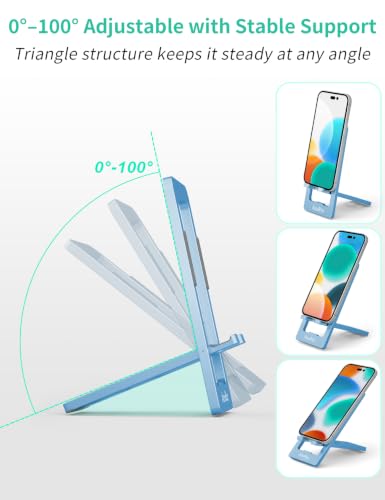 Aoviho Foldable Cell Phone Stand for Desk, Portable Phone Holder,Sky Blue - color: Sky blue