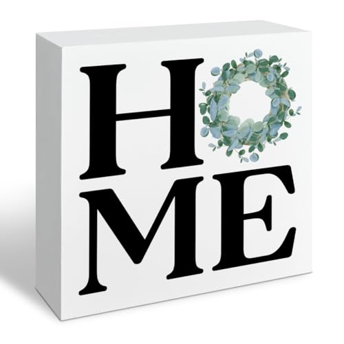Farmhouse Home Decor, Home Wood Signs, Entryway Wall Art, Family Room Sign, Housewarming Gift, Box Sign Decor Tabletop, Living Room Decoration, Hallway Decoration, 5.1x5.1inches - color: Home 13