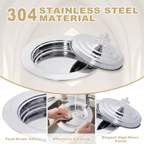 1Pcs Stainless Steel Communion Bread Plate for Church with Lid Silver - color: Silver