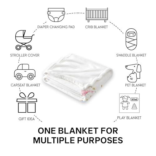 Personalized Baptism Blanket for Girl, Custom Floral Cross Baby Blanket, Christian Baby Girl Gift, Baptized in Christ Throw Blankets, Catholic Christening Blanket, Scripture - color: #Ver1