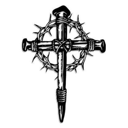 LIYOUYA Cross Metal Wall Decor - Religious Faith Symbol Decor Black Wall Art Home Decor for Living Room, Bedroom, Dining Room, Office (Black)