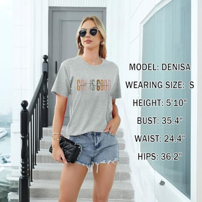 Tuislay Christian God is Good Shirt for Women Faith Jesus Shirts Bible Verse Religious Tshirts Inspirational Tees Cute Tops - color: Light Gray, size: Small